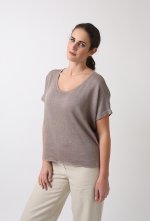 W47 Sloped Shoulder Top 100% Linen